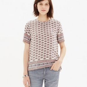 Madewell Silk Zip Back Floral Top